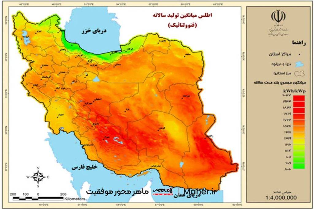 نقشه‌‌ی تابش خورشیدی در ایران
