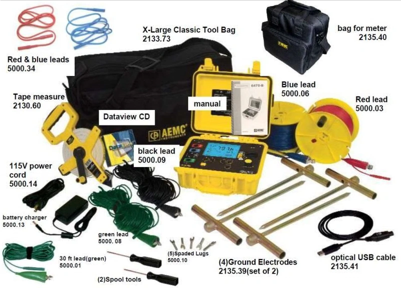 یک مجموعه کامل تجهیزات تست مقاومت زمین برای کارهای حرفه‌ای